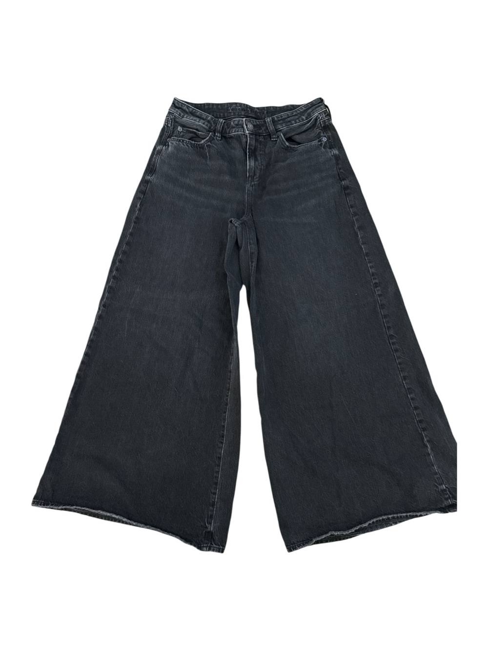 American Eagle A-Line Baggy Super Wide Leg Jeans | Black | 4 Regular - Picture 3 of 11